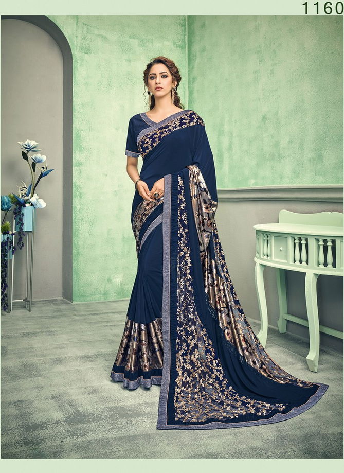 MAHOTSAV FELICITY Latest Designer Fancy Party Wear Sequins Embroidery Handwork Butta Heavy Silk Saree Collection 